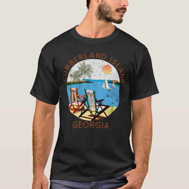 Camiseta Retro Isla Cumberland Souvenir Vintage Beach Va (Anverso)