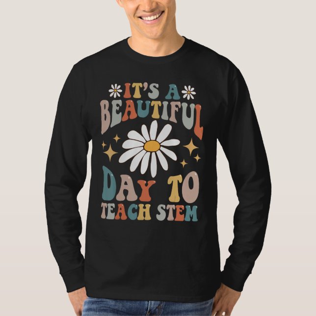 Camiseta Retro It's A Beautiful Day To Teach STEM Groovy Te (Anverso)