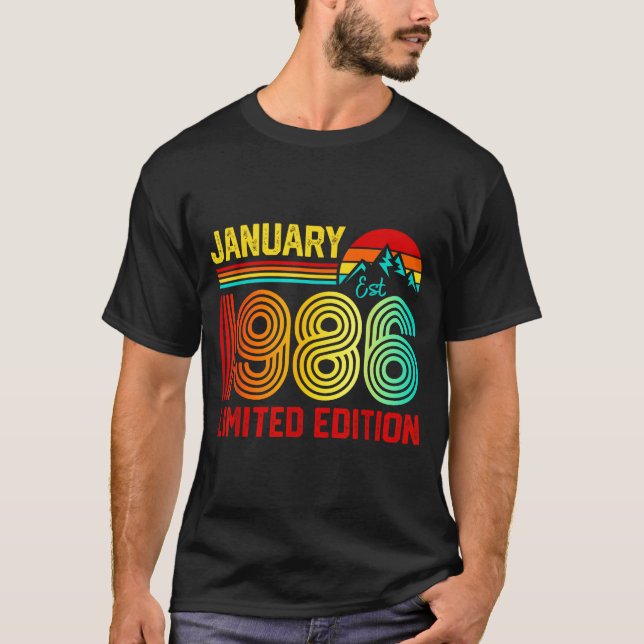 Camiseta Retro January 1986 Limited Edition 40-year-old 40t (Anverso)