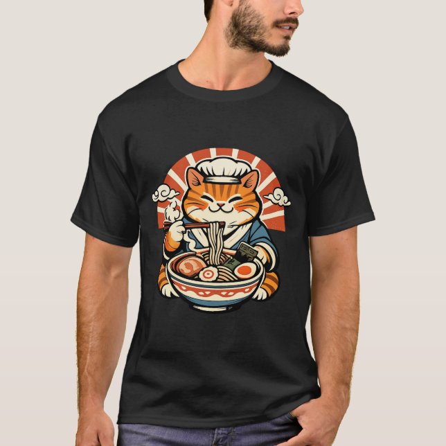 Camiseta Retro Japanese Cat Ramen Shirt (Anverso)