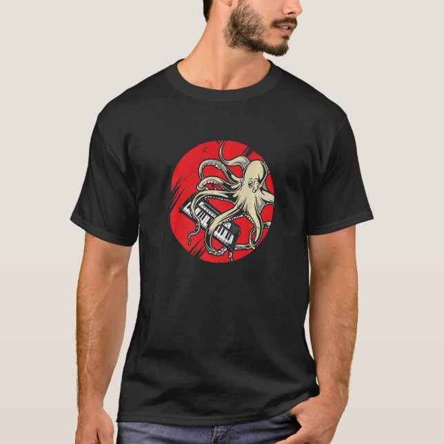 Camiseta Retro Japón sintetizador Octopus analógico Synth V (Anverso)