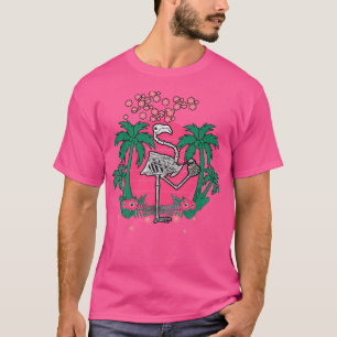 Camiseta Retro Japón Vaporwave Kanji Skeleton Flamingo Para