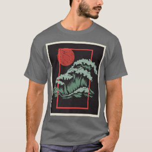 Camiseta Retro Japón Wave Woodblock Arte japonés