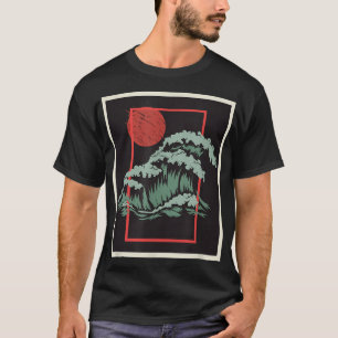 Camiseta Retro Japón Wave Woodblock Arte japonés 