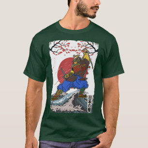 Camiseta Retro japonés Samurai Cherry Blossom Vintage Wave