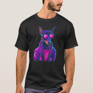 Camiseta Retro japonés vaporwave Cyberpunk Doberman Perro 1
