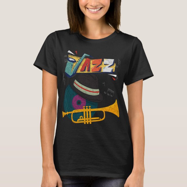 Camiseta Retro Jazz Trumpets Funny Player Music Festival Ne (Anverso)