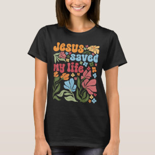 Camiseta Retro Jesucristo Salvó Mi Vida Floral De Boho Chri