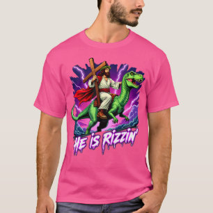 Camiseta Retro Jesús Cristiano Es Rizzin' Viajando En Trex