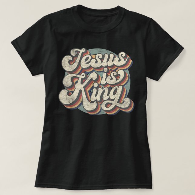 Camiseta Retro Jesús es Rey Cristiano Biblia Hombres Religi (Diseño del anverso)