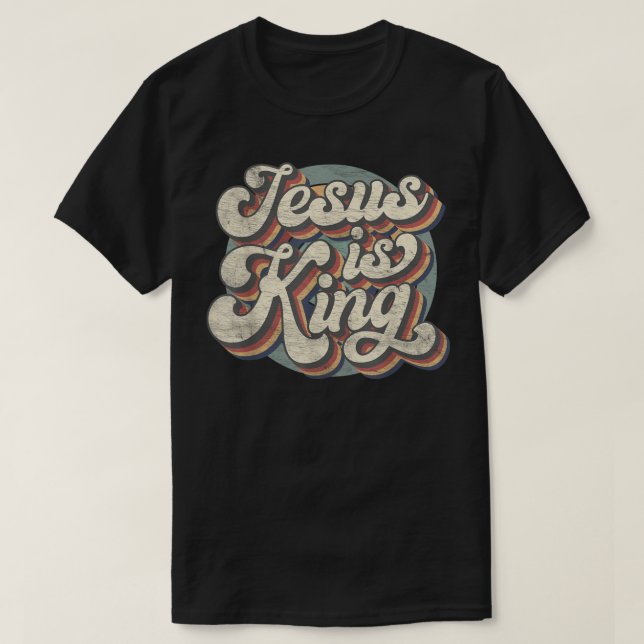 Camiseta Retro Jesús es Rey Cristiano Biblia Hombres Religi (Diseño del anverso)