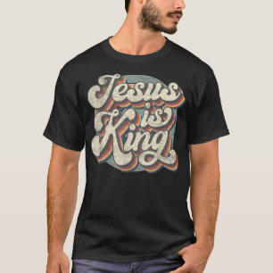 Camiseta Retro Jesús es Rey Cristiano Biblia Hombres Religi