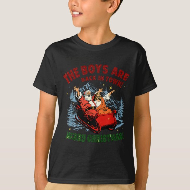 Camiseta Retro Jesus Santa The Boys Are Back In Town Merry  (Anverso)