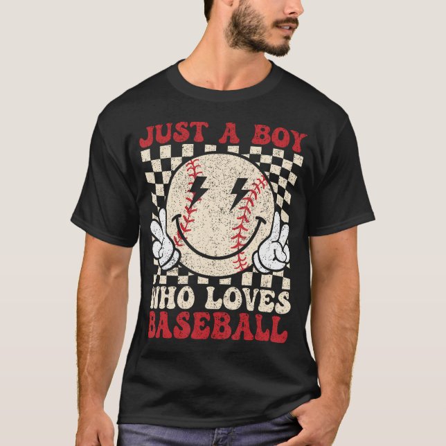 Camiseta Retro Just A Boy Who Loves Baseball Baseball Lover (Anverso)