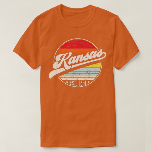 Camiseta Retro Kansas Home State KS Guay 70s Style Sunset (Diseño del anverso)