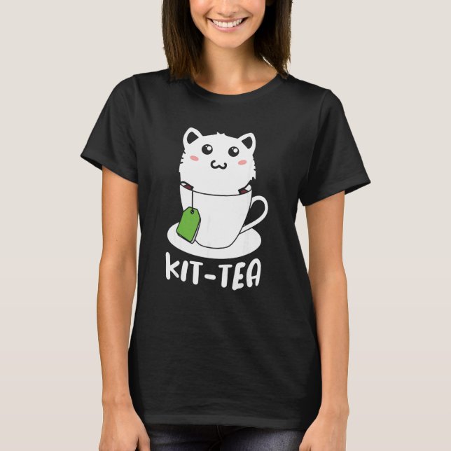 Camiseta Retro Kit Tea  Kitten Cat  Tea Drinker Teacup Pun (Anverso)