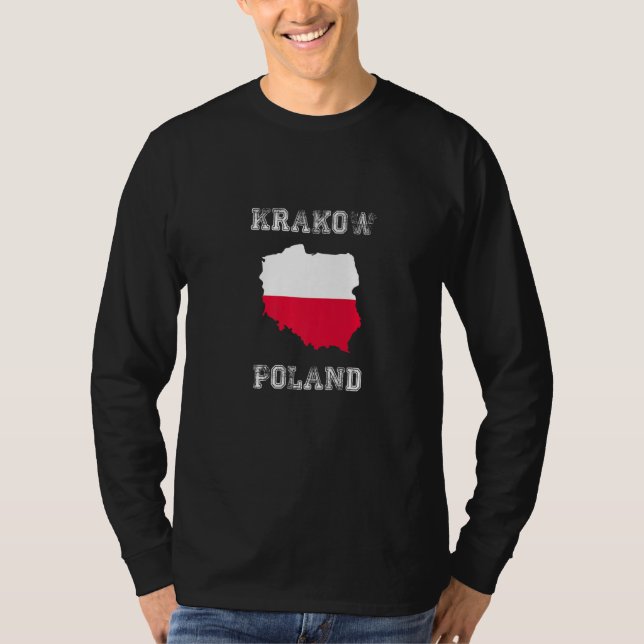 Camiseta Retro Krakow Poland Distressed Poland Flag   (Anverso)
