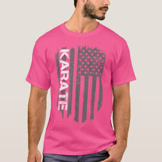 Camiseta Retro La Bandera Estadounidense El Karate Japonés