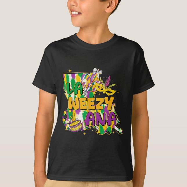 Camiseta Retro La Weezy Ana Happy Mardi Gras Louisiana New  (Anverso)