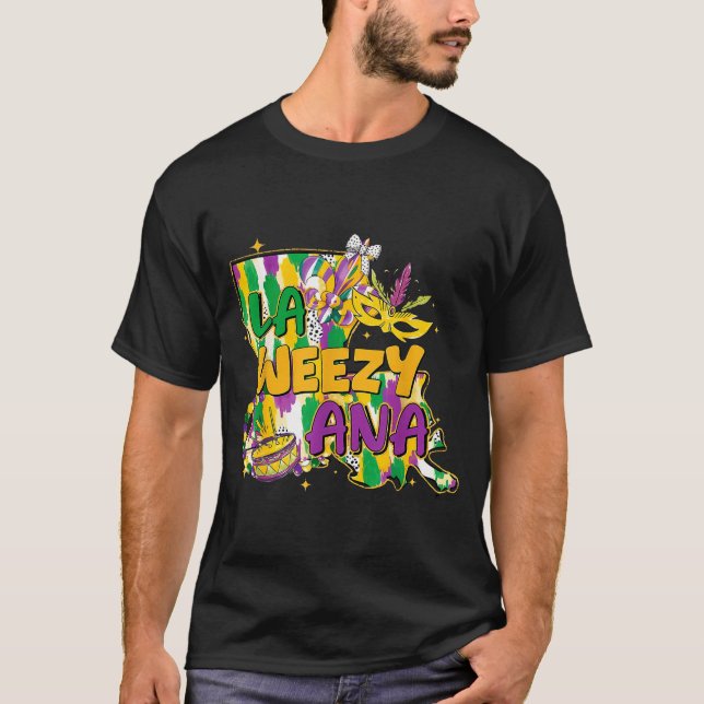 Camiseta Retro La Weezy Ana Happy Mardi Gras Louisiana New  (Anverso)