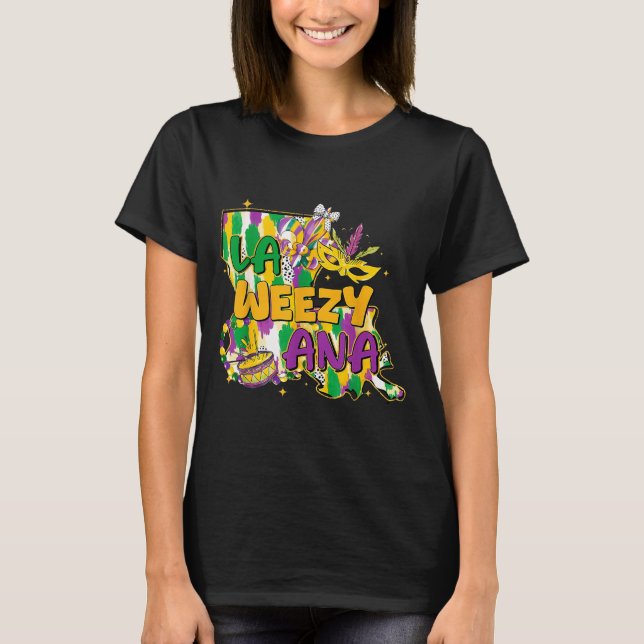 Camiseta Retro La Weezy Ana Happy Mardi Gras Louisiana New  (Anverso)