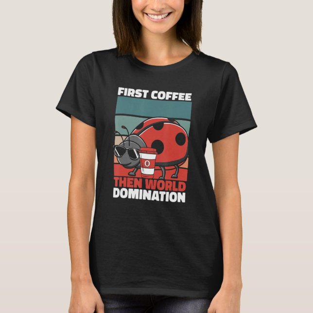 Camiseta Retro Ladybug Coffee Sunglasses   Entomology Vinta (Anverso)
