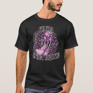 Camiseta Retro Leopard Cowgirl Boot Kinda Boujee Kinda Brok