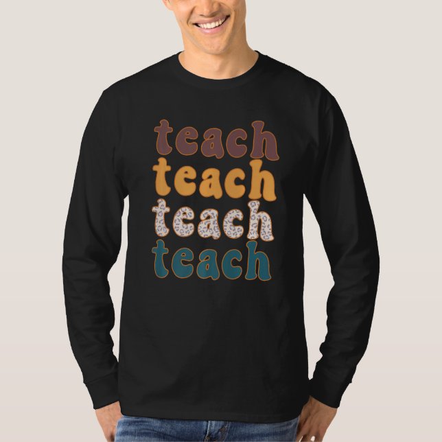 Camiseta Retro Leopard Teach For Teacher Elementary School  (Anverso)