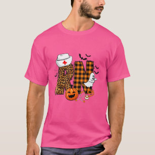 Camiseta Retro Leopardo Plaid Rn Cute Ghost Y Pumpkin Hall