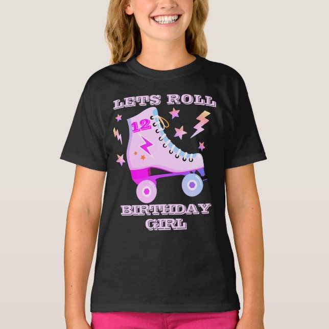 Camiseta Retro Lets Roller Patinaje Neon Pink (Anverso)