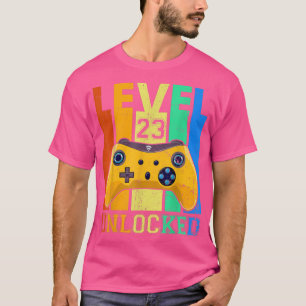 Camiseta Retro Level 23 Unlocked 23rd Birthday Gaming Lover