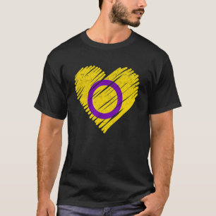 Camiseta Retro Lgbtq Orgullo La Bandera Intersexual Corazón