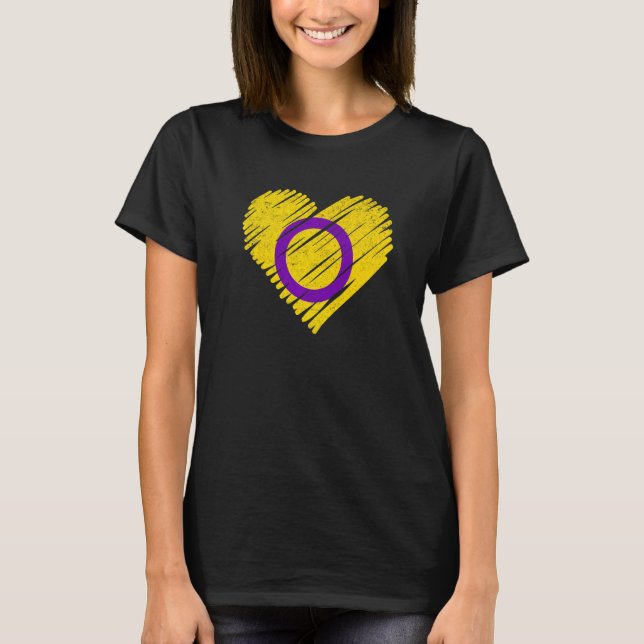 Camiseta Retro Lgbtq Orgullo La Bandera Intersexual Corazón (Anverso)