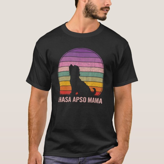 Camiseta Retro Lhasa Apso Mama Graphic Lhasa Apso (Anverso)
