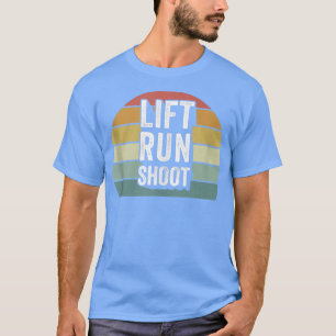 Camiseta Retro Lift Run Shoot Fitness Funny Gym Workout Vi