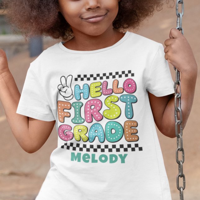 Camiseta retro linda de vuelta al cole de primer g (Subido por el creador)