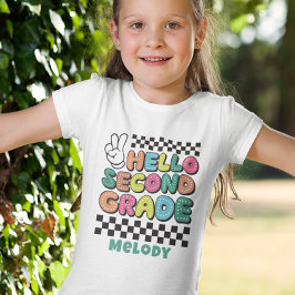 Camiseta retro linda de vuelta al cole segundo gra
