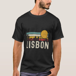 Camiseta Retro Lisboa Sunset Skyline Paisaje Lisboa Portu