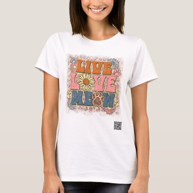 Camiseta Retro Live Love Meow (Anverso)