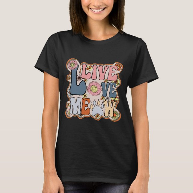 Camiseta Retro Live Love Meow (Anverso)