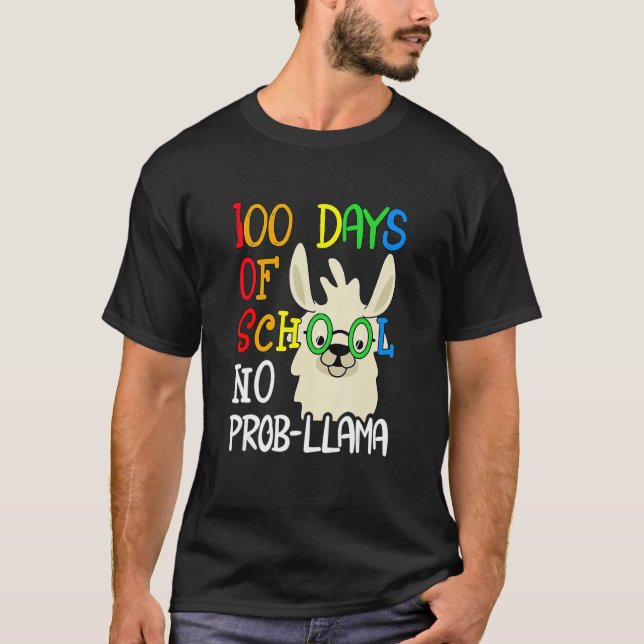 Camiseta Retro Llama & Alpaca Lovers Cute 100 Days Of Schoo (Anverso)