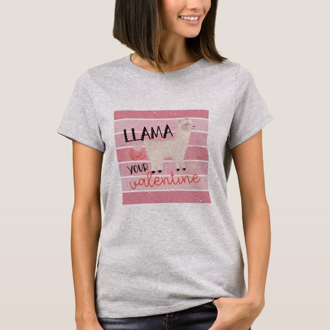 Camiseta Retro Llama Be Your Valentine (Anverso)