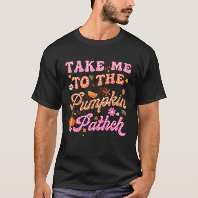 Camiseta Retro Llévame A La Calabaza Parche Flores Caer (Anverso)