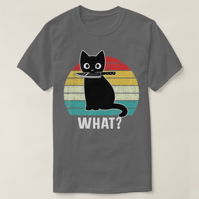Camiseta Retro Lo Que El Cuchillo Negro Del Gato Meow Gatos (Diseño del anverso)