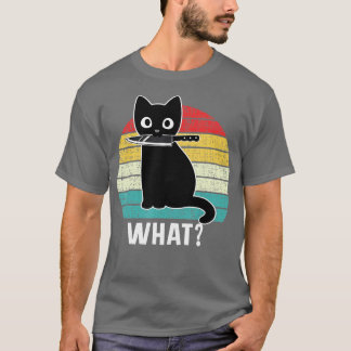 Camiseta Retro Lo Que El Cuchillo Negro Del Gato Meow Gatos