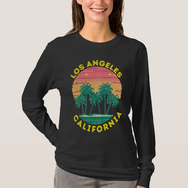 Camiseta Retro Los Angeles Vacation Souvenir Palm Tree (Anverso)