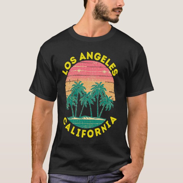 Camiseta Retro Los Angeles Vacation Souvenir Palm Tree (Anverso)