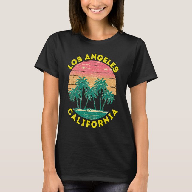 Camiseta Retro Los Angeles Vacation Souvenir Palm Tree (Anverso)