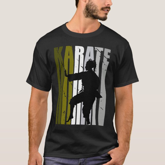 Camiseta Retro Love Karate Sparring Birthday Olive Green Co (Anverso)