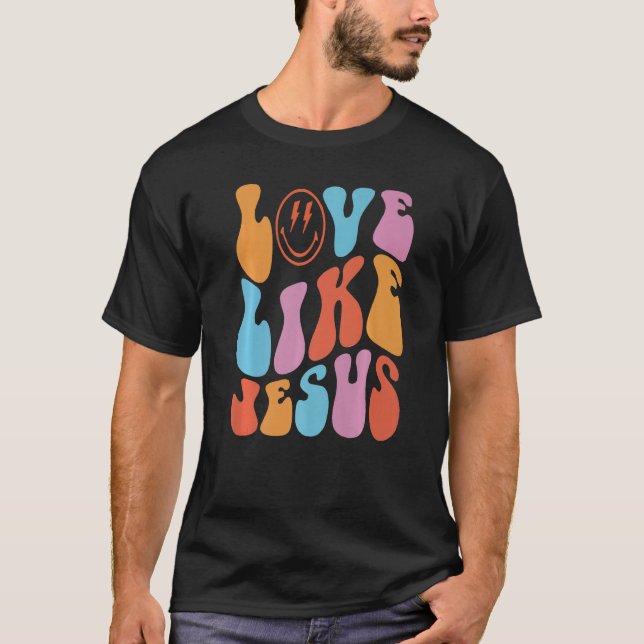 Camiseta Retro Love Like Jesus Smiling Face Christian Relig (Anverso)